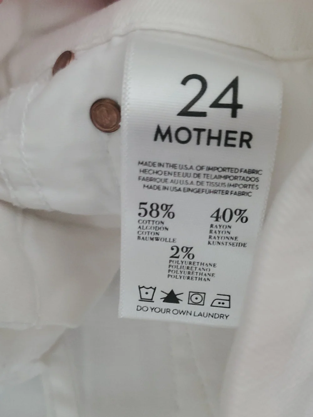 Mother The Looker Sleeping Beauty White Stretch Jean Denim Pants Sz24